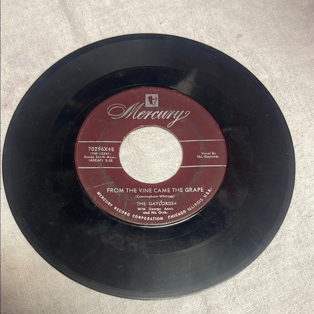 The Gaylords Mercury Vinyl Record 45 rpm